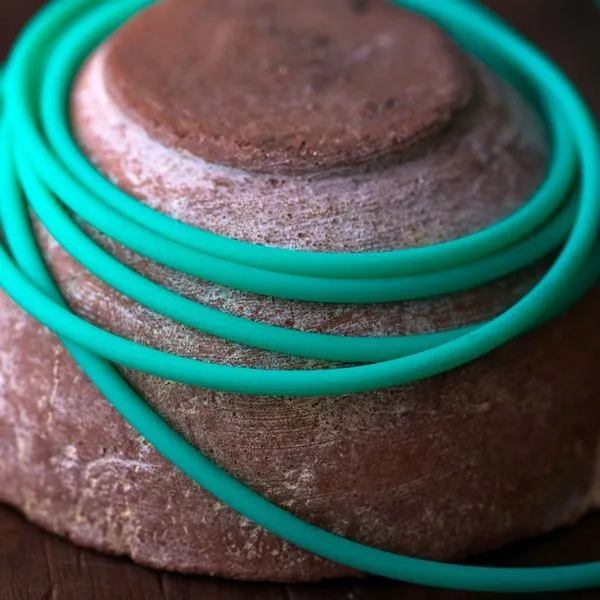 шнур резиновый, с отверстием, цвет бирюзовый неон, 3 мм