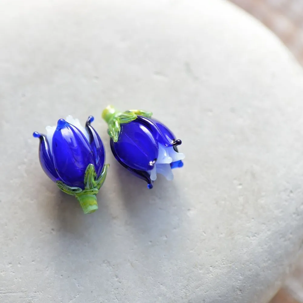 бусина, мурано "колокольчик", фигурная, темно-синий, 17х14 мм