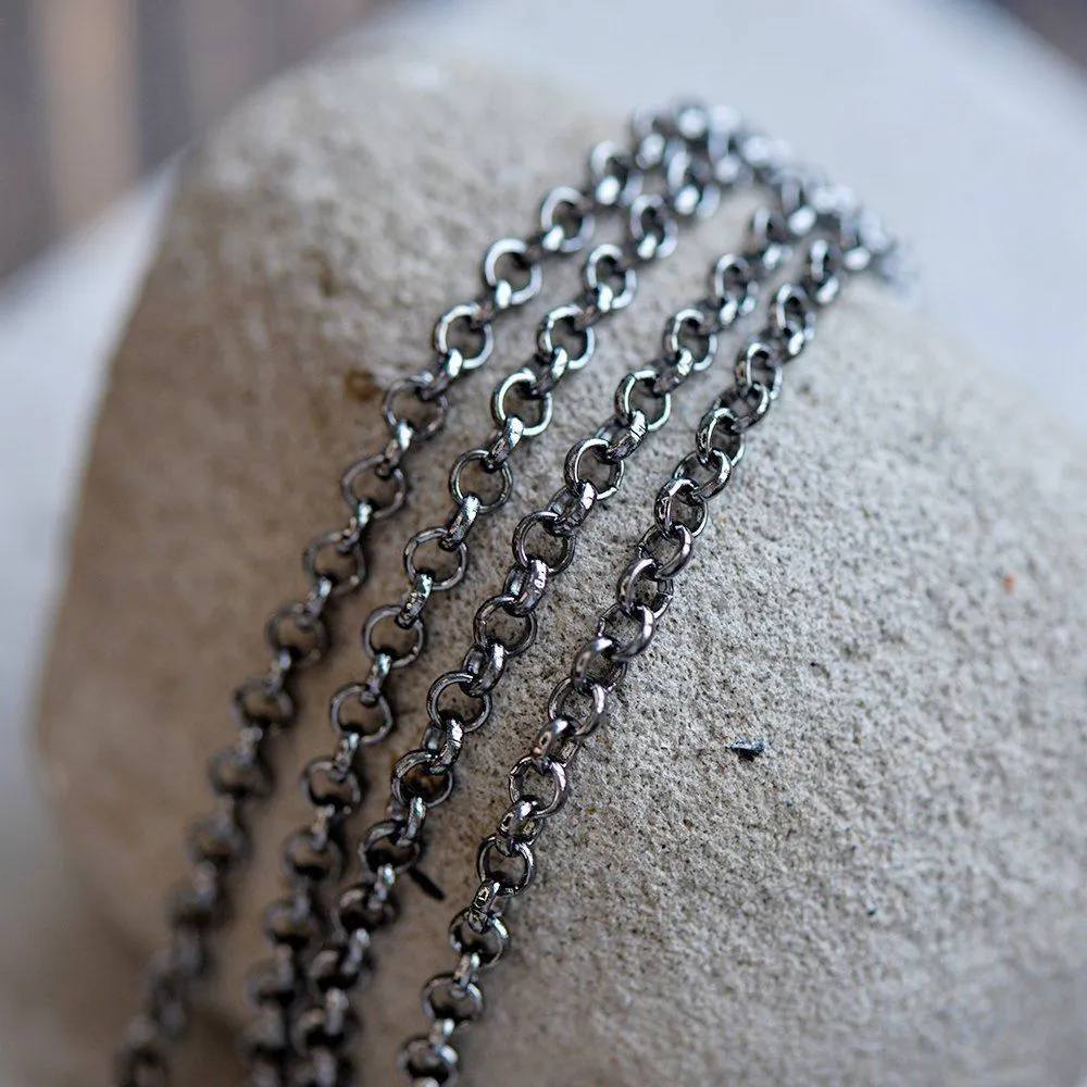 цепочка "раунд", цвет черный, звено 4х1 мм