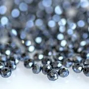 Бусина, стекло абакус 6, граненая, цвет гематитовый, 6х4 мм 