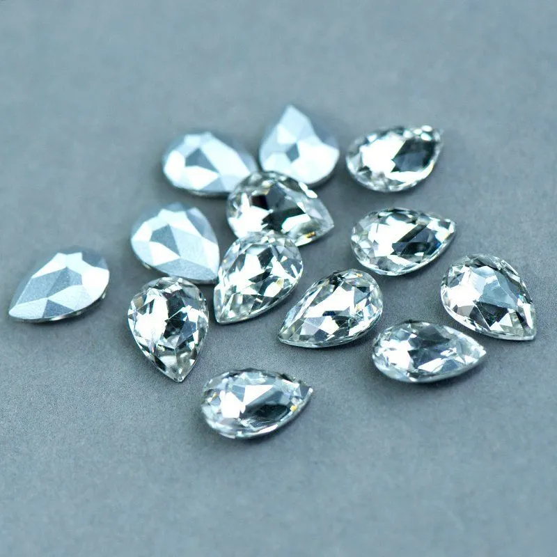 кабошон стекло кристалл, каплевидный, цвет crystal, 14х10 мм