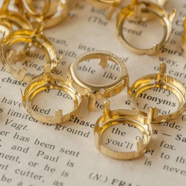 цапы для стразов круглые, открытые, цвет золото, 16 мм