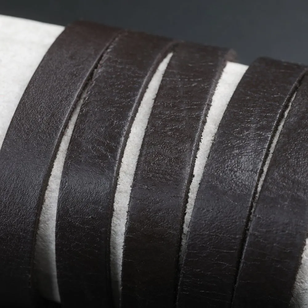 шнур кожаный, плоский, цвет коричневый, 10х2.5 мм