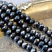 Бусина, стекло абакус 8, граненая, цвет графитовый зеркальный, 8х6 мм 