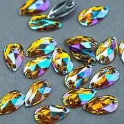 Стразы пришивные Teardrop, смола, топаз АВ, 10.5х18 мм