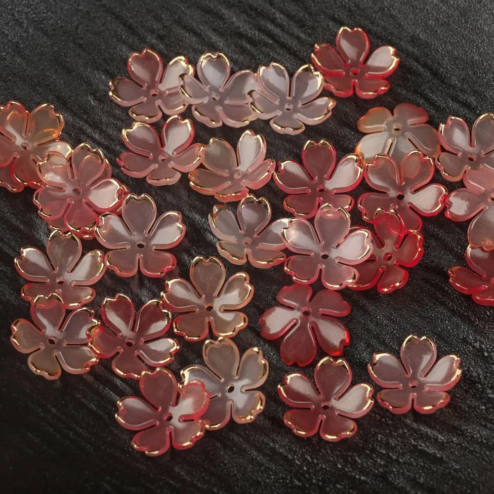 бусина, акрил "цветок сакуры", коралловый микс, 17.5x18x5 мм