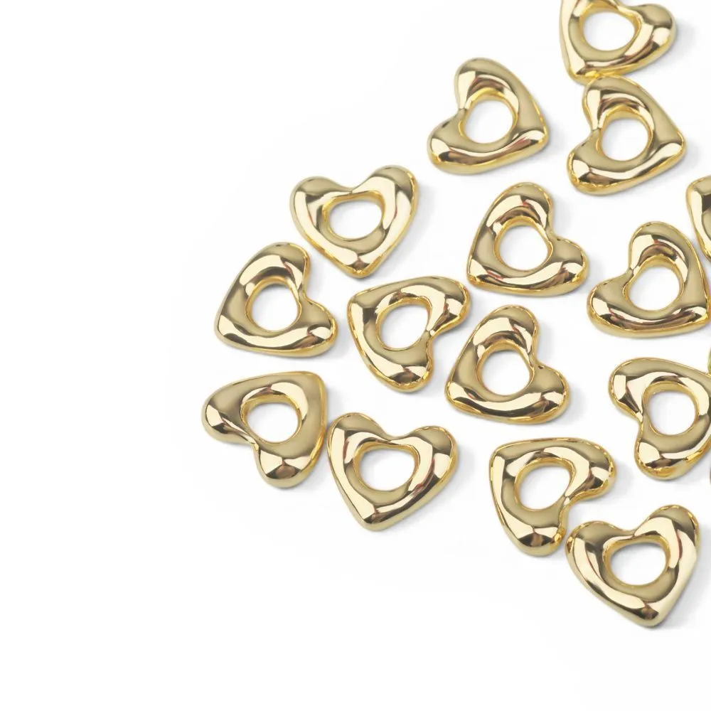 подвеска металл "сердце", позолота, 10x11x4 мм