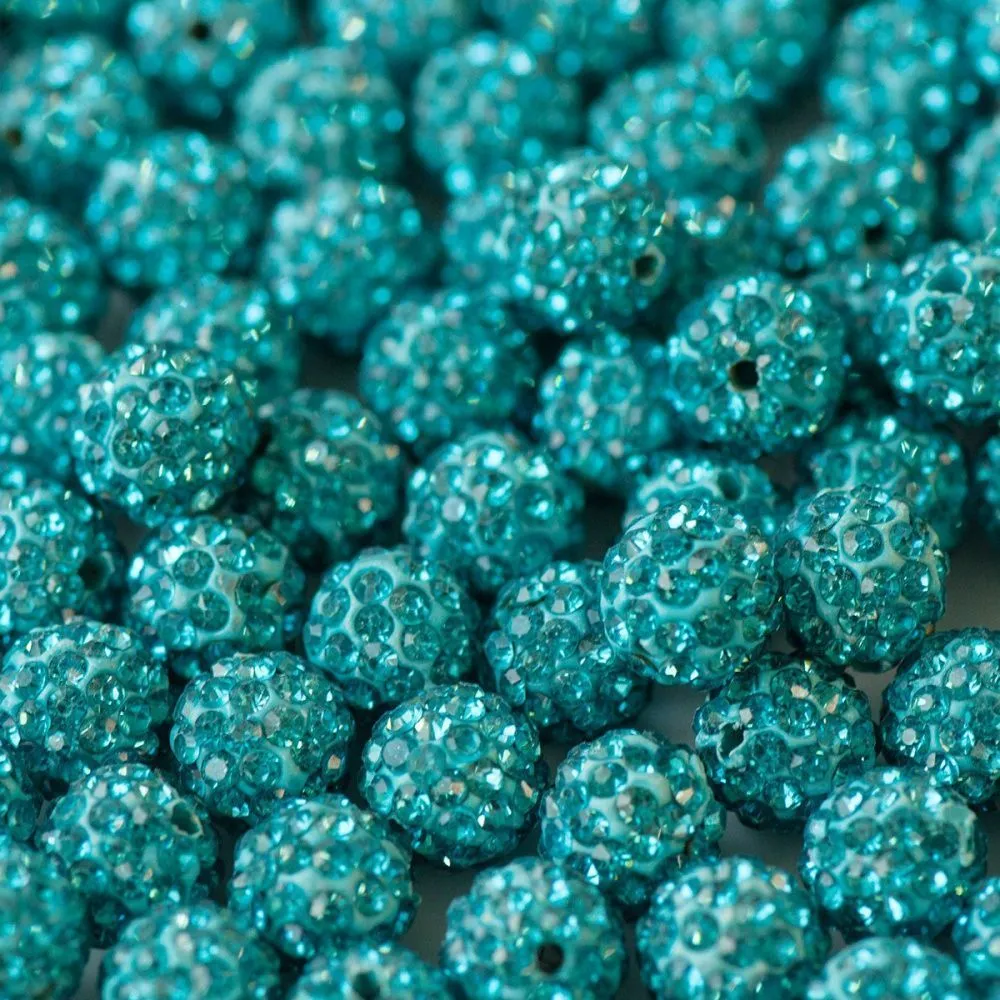 бусина "шамбала" 10, цвет аквамарин, 10 мм