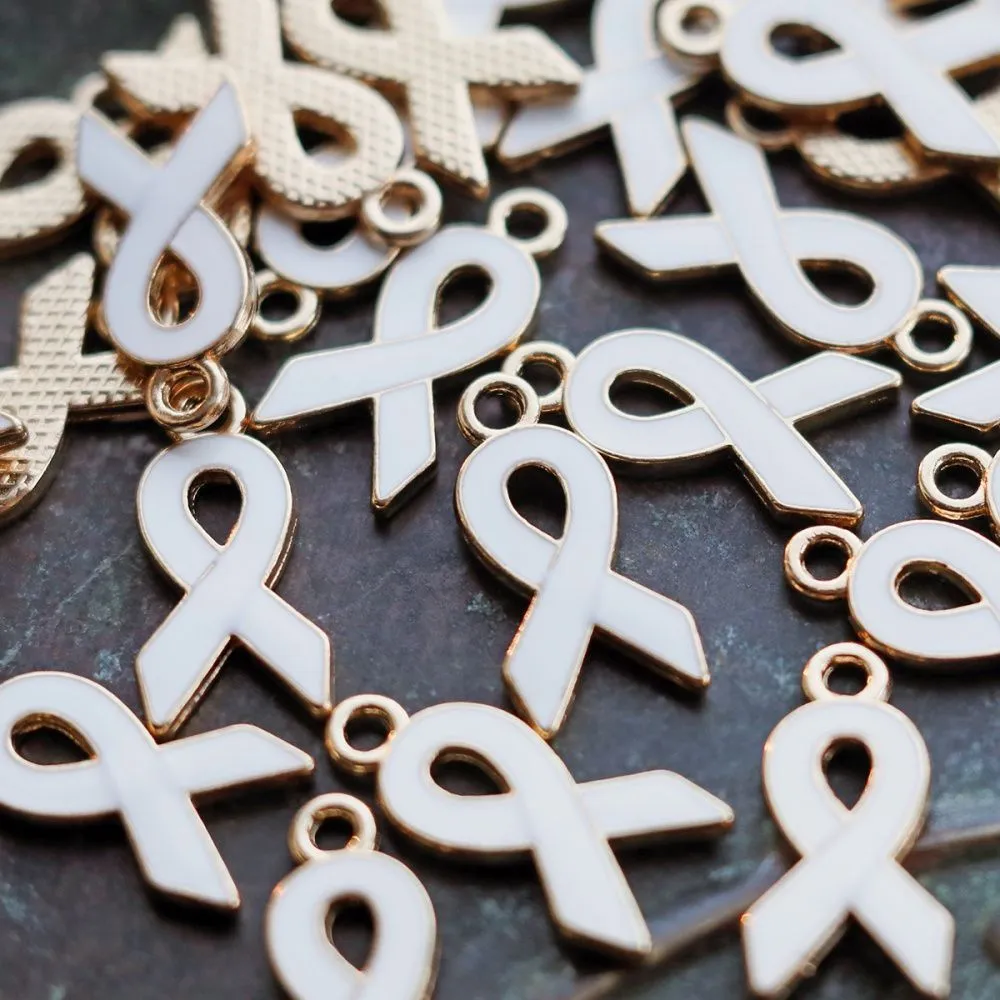 подвеска металлическая "ленточка", эмаль, цвет белый, 20x10x2 мм