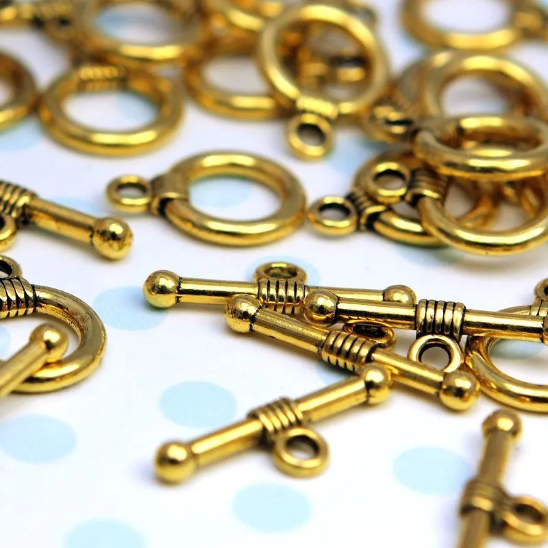 Замочки тоггл "колечко", цвет античное золото, 15x11 мм