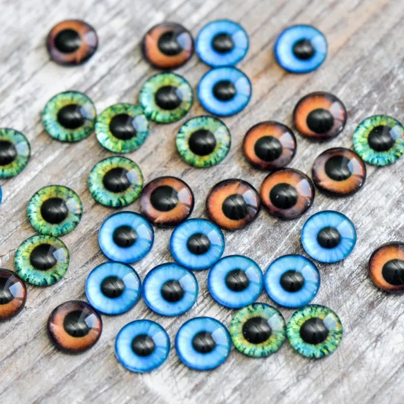 кабошон стеклянный "глаза", с принтом, 10х4 мм