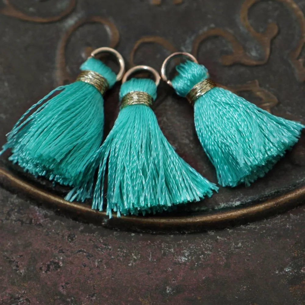 кисточка, нейлон/латунь, цвет тиффани, 23-27x5 мм