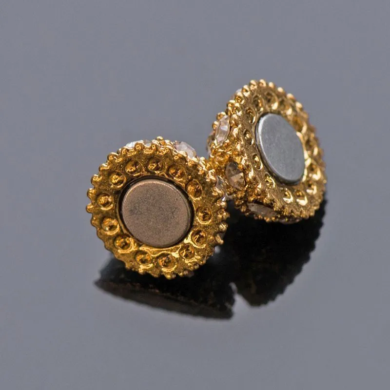 Замочки застежка магнитная "шарик-стар", стразы, позолота, 16x10 мм