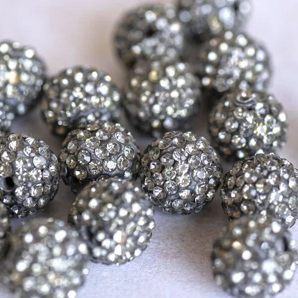 бусина "шамбала" 12, цвет черный бриллиант, 12 мм