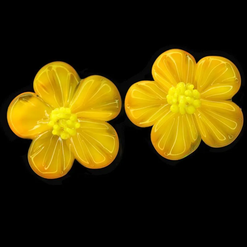 бусина, мурано "лютик", желтый,18х18 мм