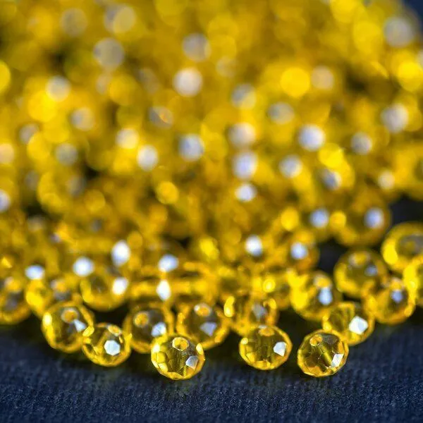 бусина, стекло абакус 6, граненая, цвет желтый, 6х4 мм