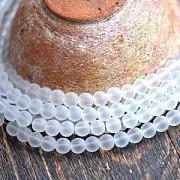 Бусина, стекло 8, матовая, цвет белый, 8 мм