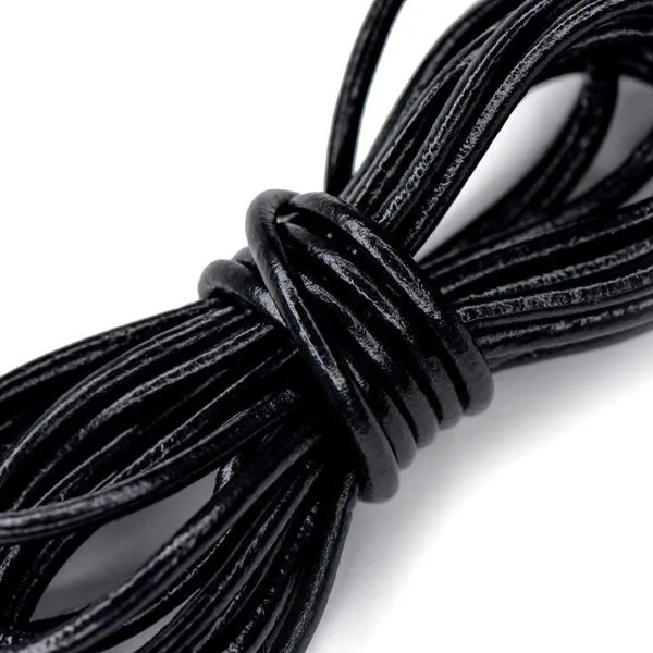 шнур кожаный, цвет черный, диаметр 3 мм