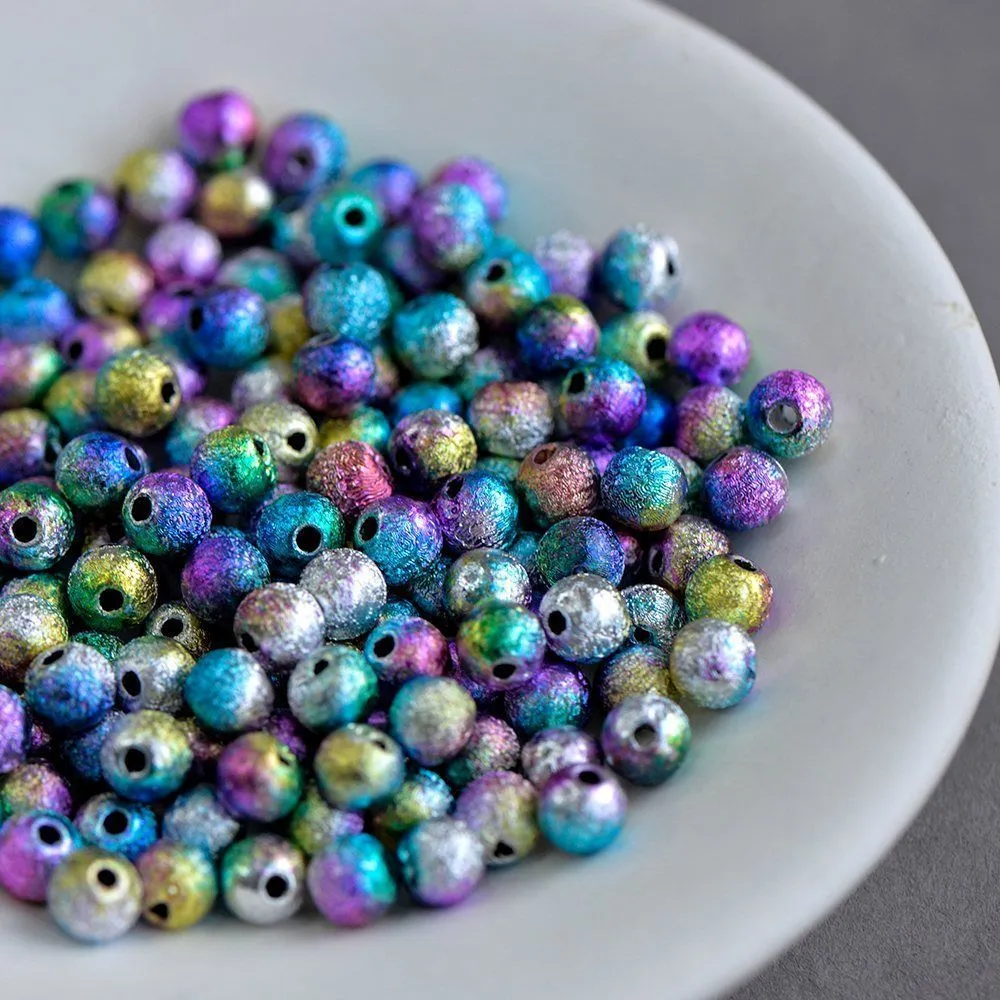 бусина, акрил "бензин", цветовой микс бензиновый, 6 мм