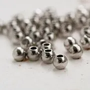 Бусина, металл "Симпл", цвет платина, 4 мм (уп 30 +/-3 шт)