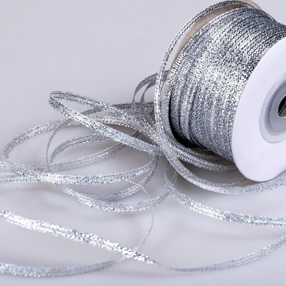 лента парчовая, цвет серебро, ширина 3 мм
