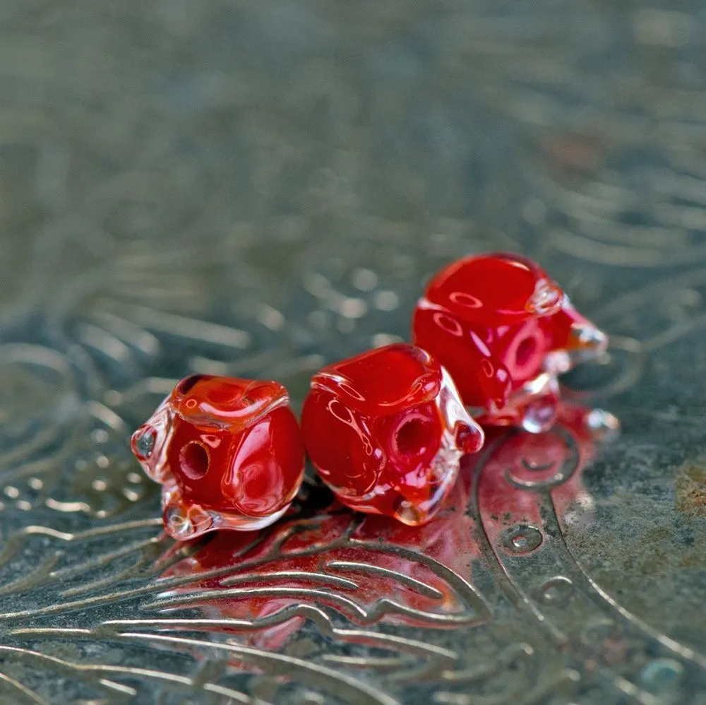 бусина, мурано "ландыш", красный, 7х7 мм