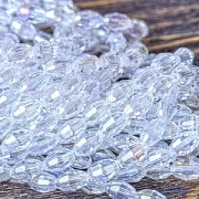 Бусина, стекло овальная, граненая, цвет прозрачный АВ, 8х6 мм