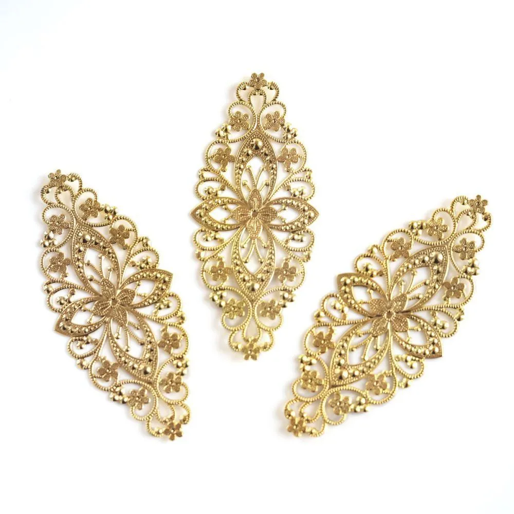 коннектор "филигрань византия", цвет золото, 82x35x0.8 мм