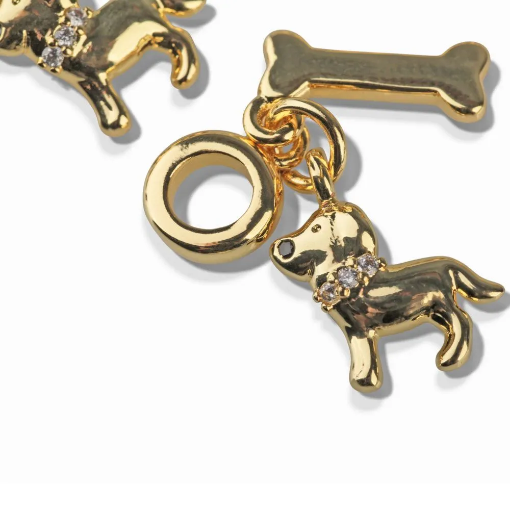 подвеска металл "такса", позолота/циркон, 28 мм