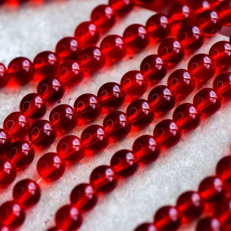 бусина, стекло 8, цвет красный, 8 мм