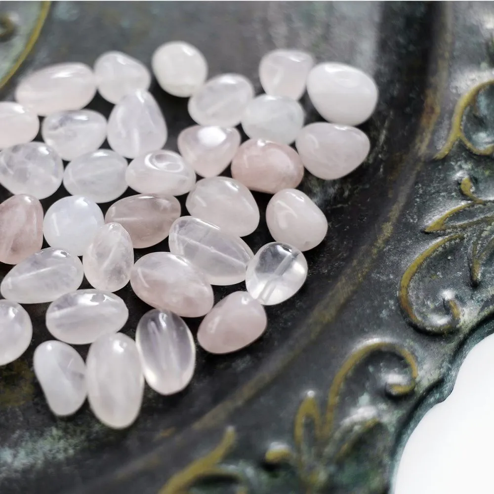 бусина кварц, овал, цвет розовый, размерный микс (уп. 10 г)