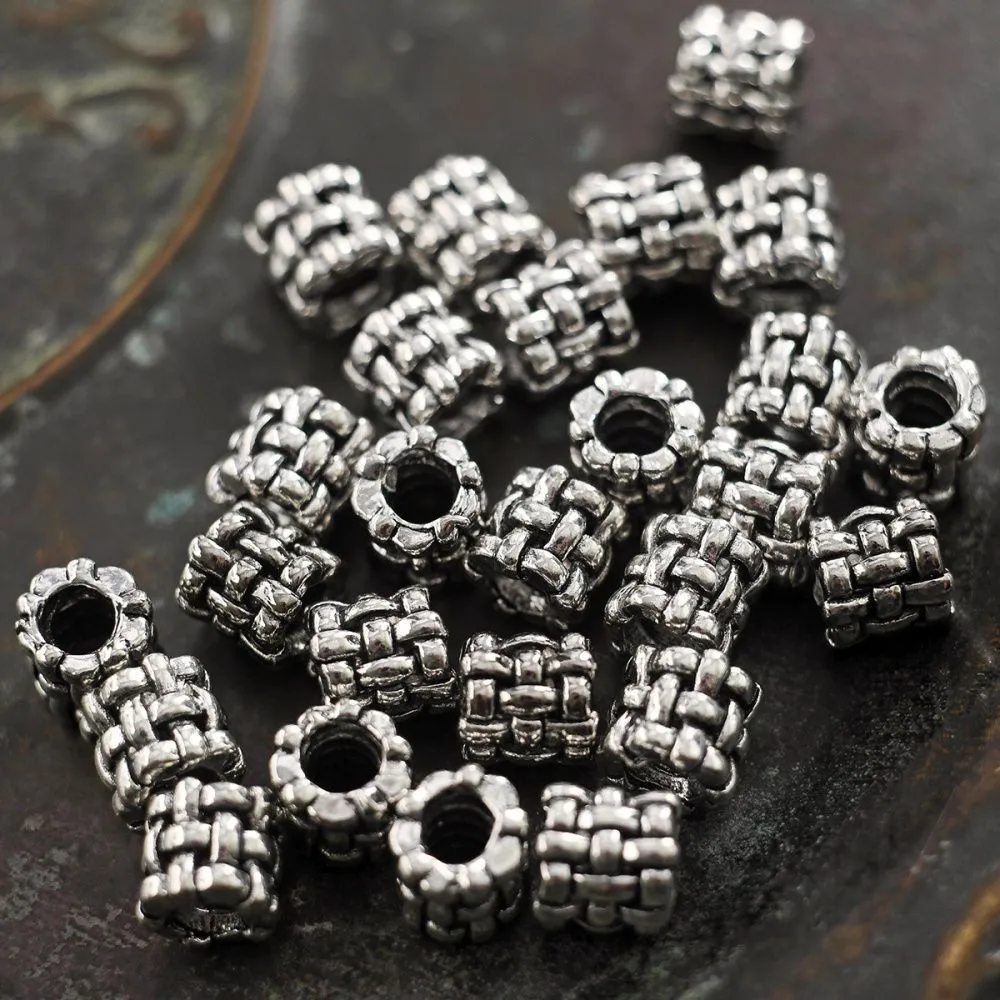 ес бусина металл "сетка", цвет античное серебро, 9x9 мм