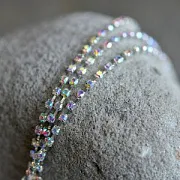 Цепочка "Star", со стразами Cristal, цвет серебро, 2 мм, стразовая лента