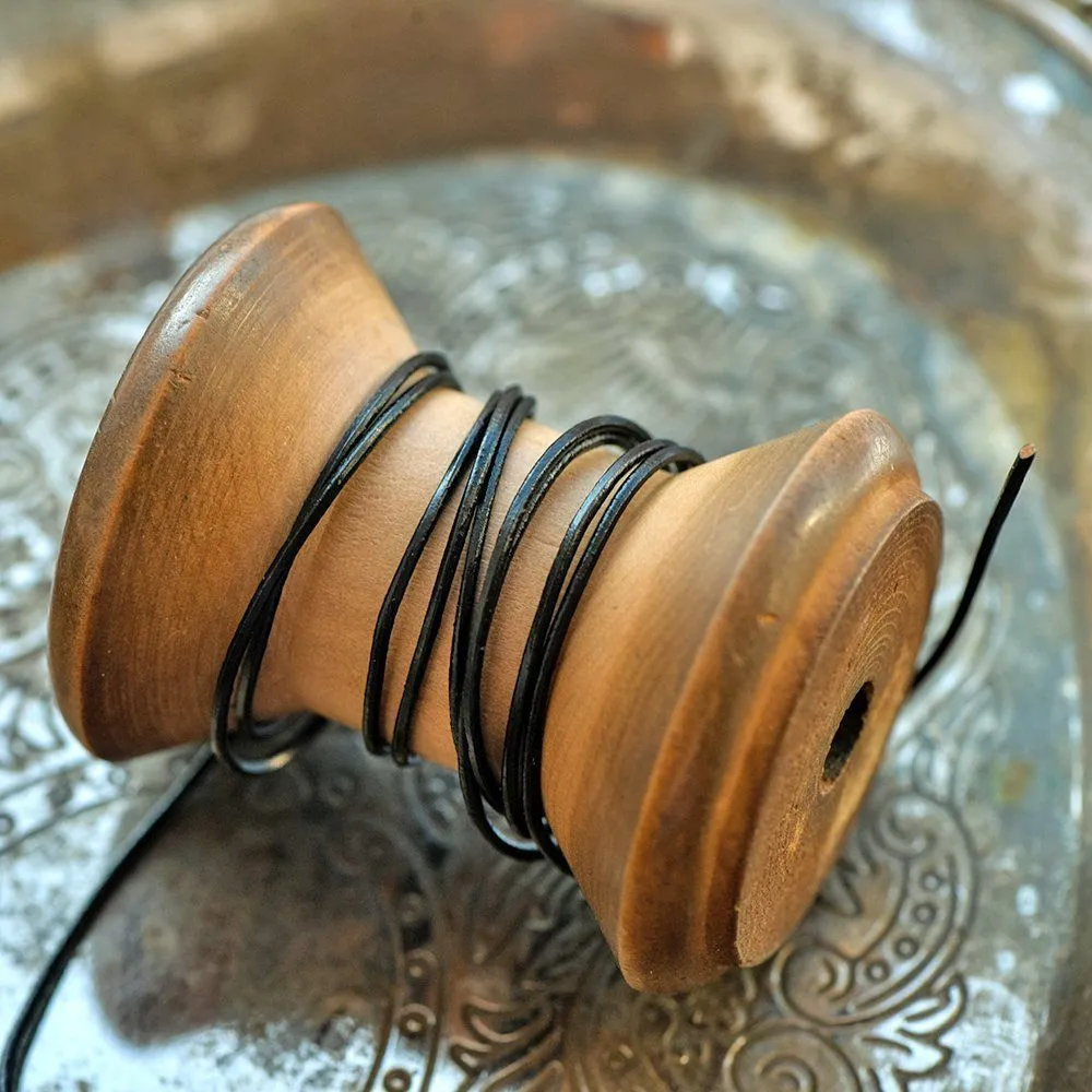 шнур кожаный, цвет черный, диаметр 1 мм