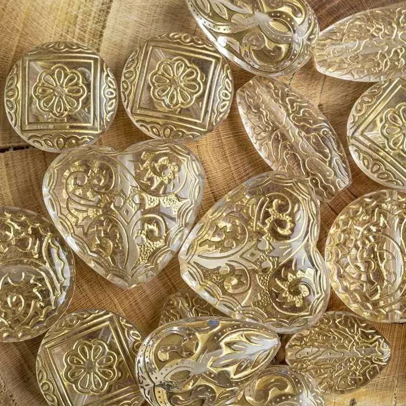 микс акриловый разной формы "золотой ажур", цвет прозрачный