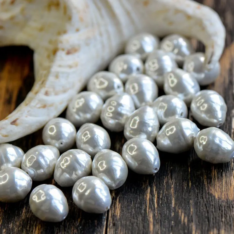 ракушечный жемчуг овальный, класс "а", цвет белый, 15x13 мм