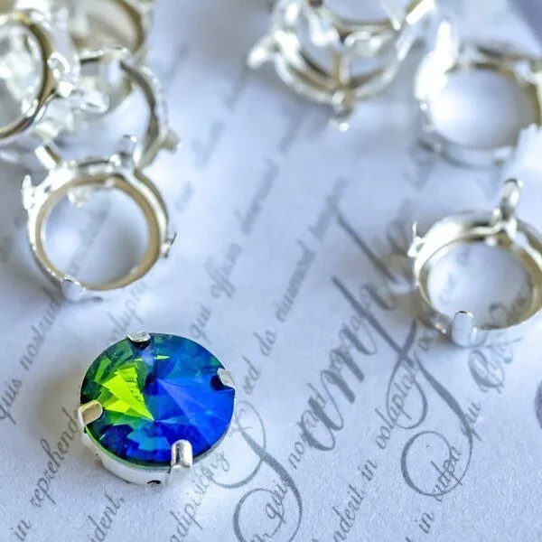 цапы для стразов круглые, открытые, серебро, 12 мм