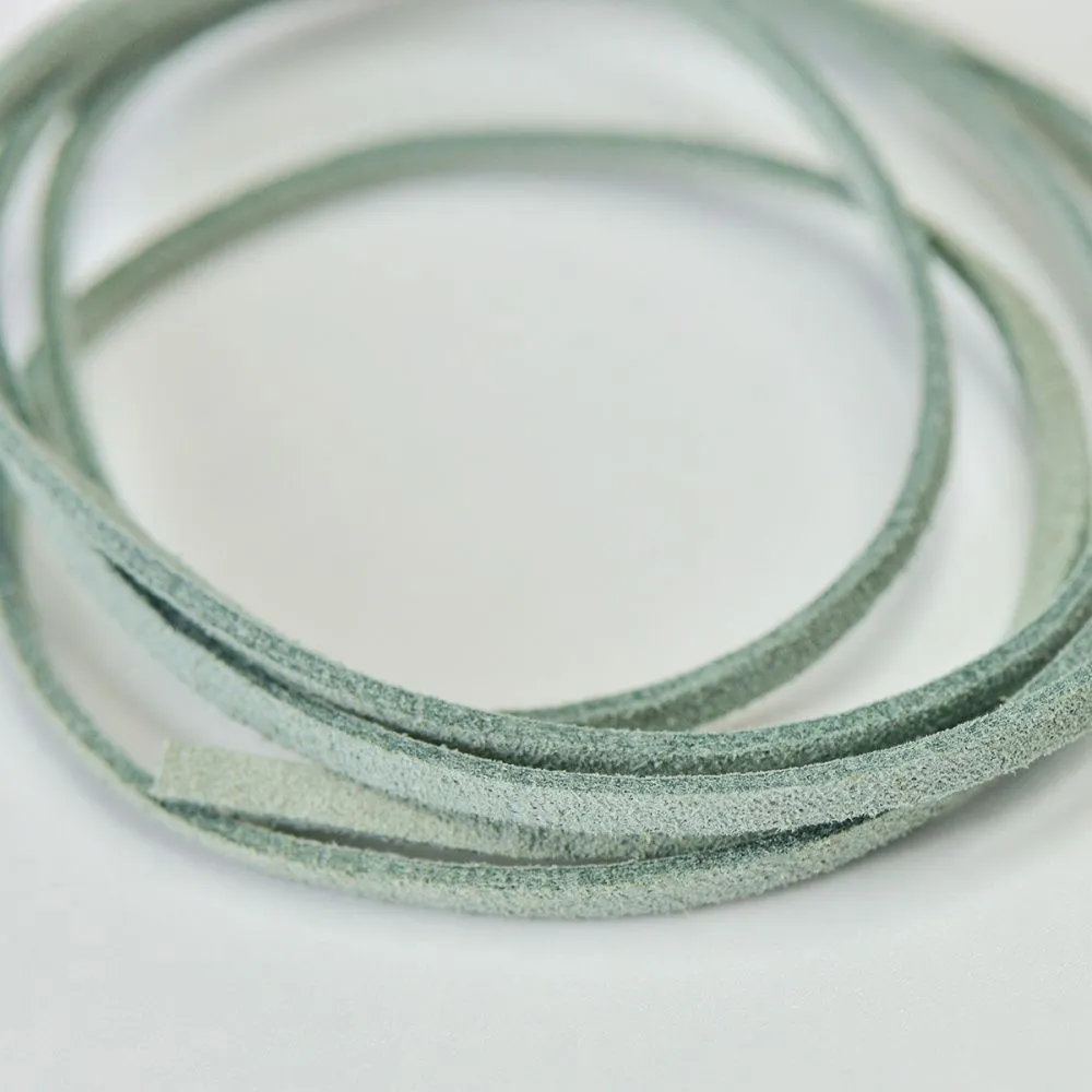 шнур из искусственной замши, грязный зелено-голубой, 3х1.4 мм