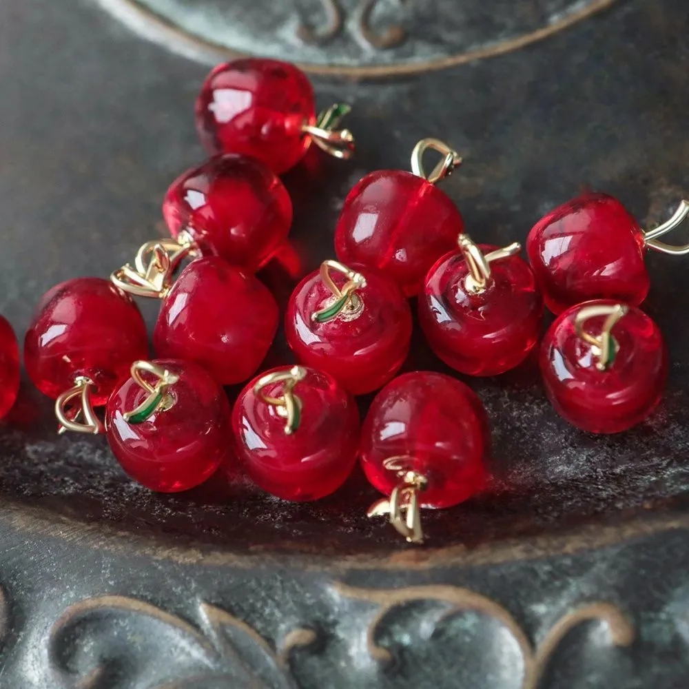 подвеска лэмпворк "яблоко", цвет красный, 19x14 мм